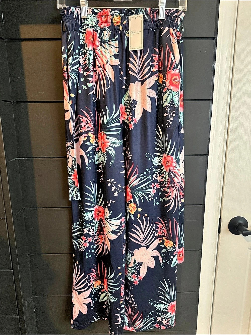 Brovave Wide Leg Boho Floral Pants Blue/Pink M NWT